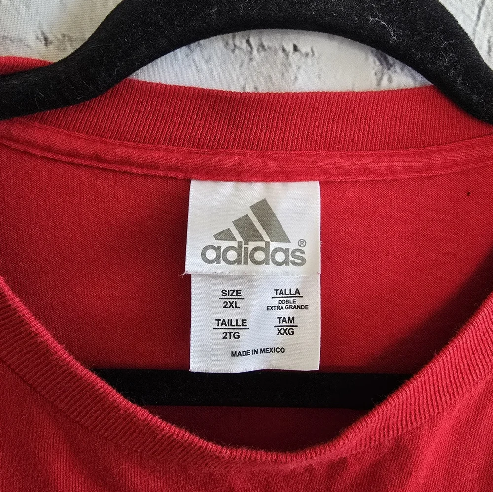 Y2K‎ Vintage Adidas Red Spray Paint Logo Oversized Tee Men's Size 2XL